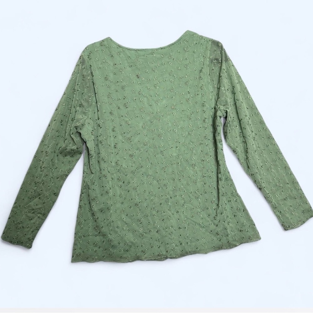 Torrid Sage Green Lace Tie Front Top‎ Sz 1 Cottagecore Romantic Fairy Coquette - Picture 4 of 8